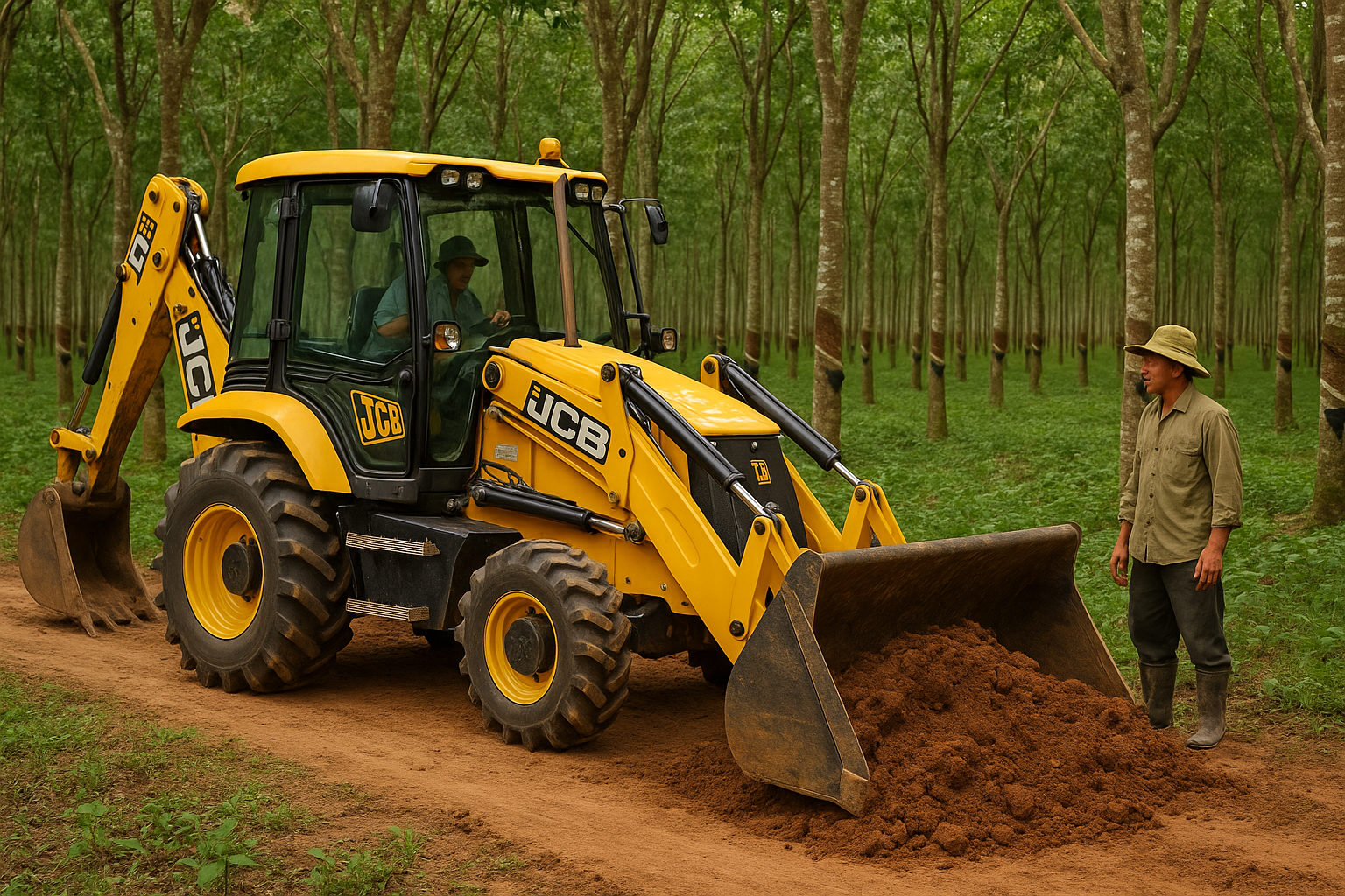 Máy xúc liên hợp cho ngành cao su Việt Nam